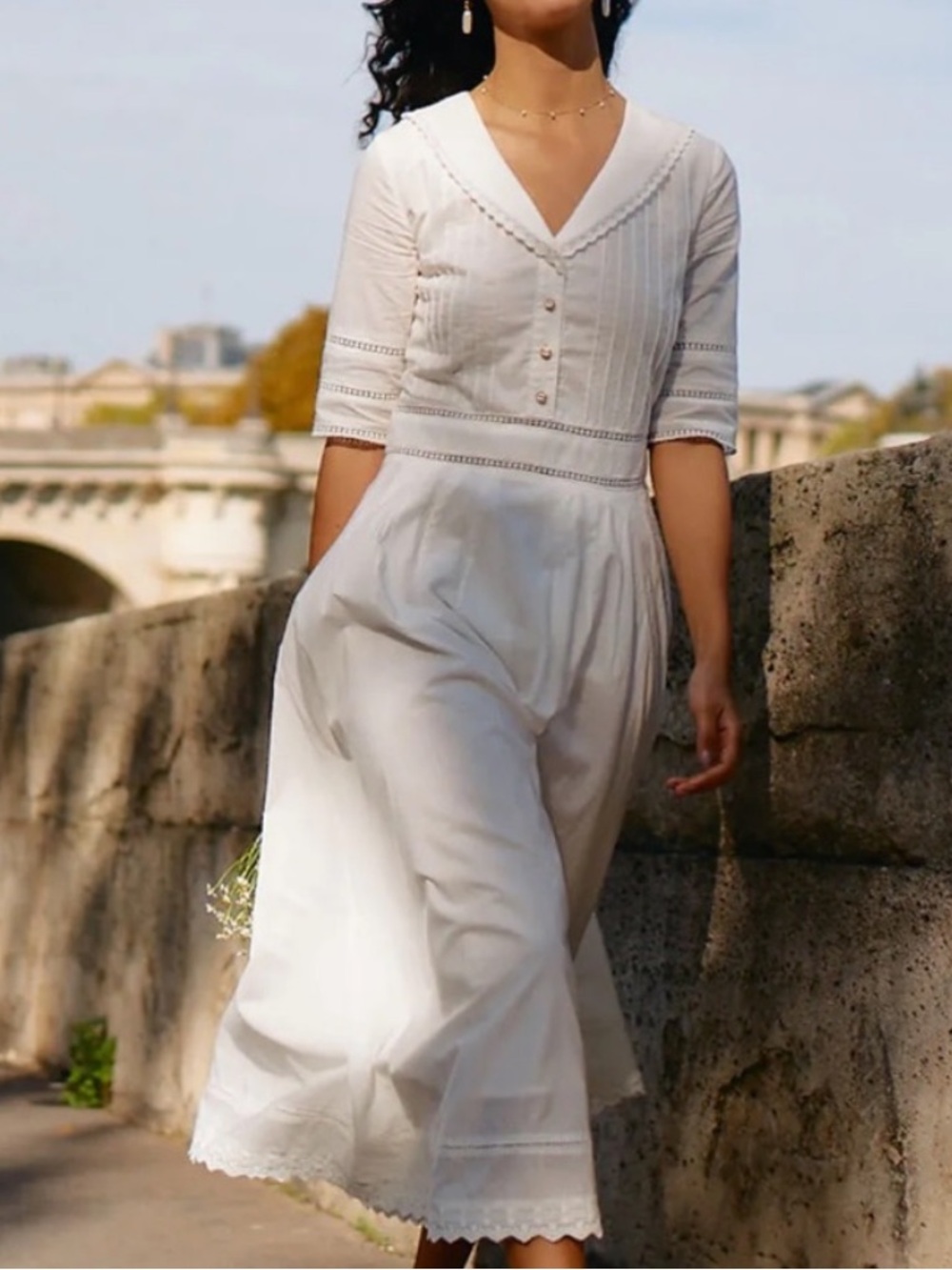NWT gorgeous Simply Retro Fiona White Cotton Midi Dress